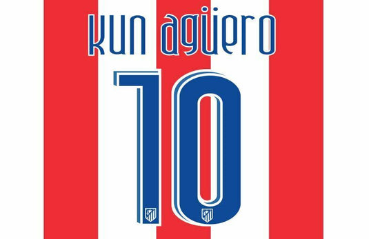 Aguero #10 Atletico Madrid 2007-2008 Home Football Nameset for shirt