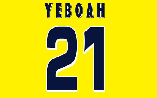 Yeboah #21 Leeds United Away 1996-1997 Football Nameset for shirt