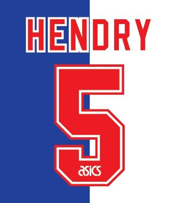No 5 Hendry Blackburn Rovers Home 1995-1996 Football Nameset for shirt