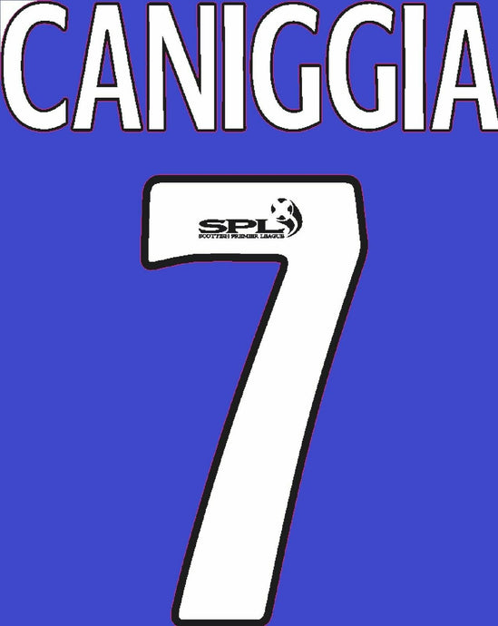 Caniggia #7 Rangers Home Football Nameset for Shirt