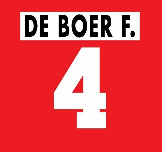 F De Boer #4 Ajax 1995-1996 Home Football Nameset for shirt