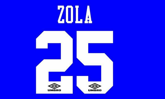 Zola #25 Chelsea 1996-1997 Home Football Nameset for shirt