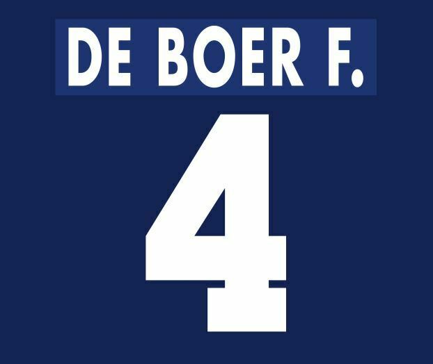 F De Boer #4 Ajax 1995-1996 Away Football Nameset for shirt
