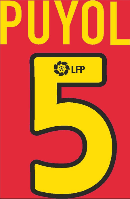 Puyol 5 2002-2004 La Liga LFP Barcelona  Football Nameset for shirt