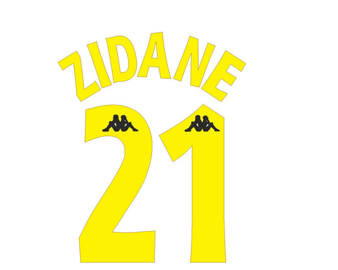 Zidane 21 Kappa Juventus 1999-2000 Away Football Nameset for shirt