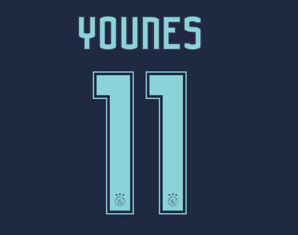 Younes #11 Ajax 2016-207 Away Football Nameset for shirt