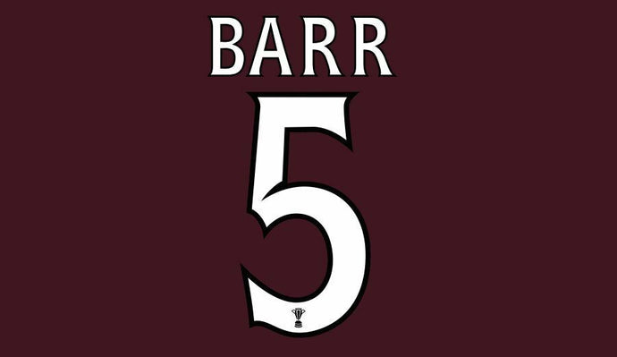 Barr #5 Hearts Scottish Cup Final 2012 Football Nameset for shirt