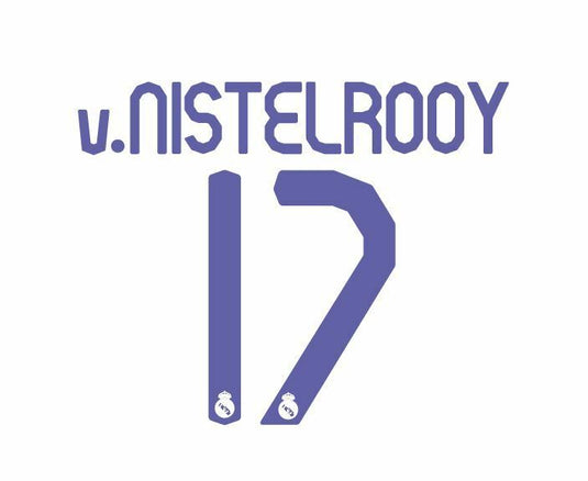 Van Nistelrooy 2007-2008 Real Madrid Home Football Nameset for shirt