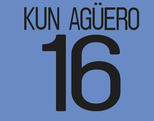 Aguero #16 Manchester City Home Champions League Football Nameset