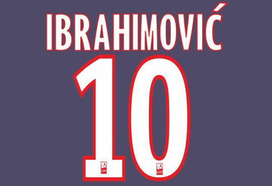 Ibrahimovic #10 PSG 2012-2016 Home Football Nameset for shirt Paris St Germain