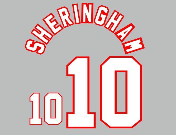 Sheringham #10 England Euro 1996 Away Football Nameset shirt