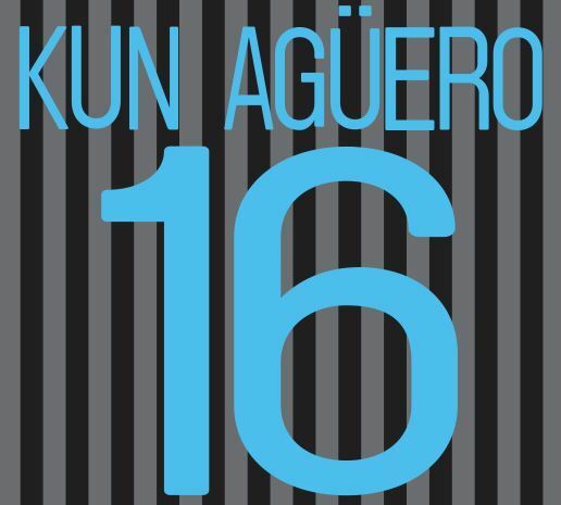 Aguero #16 Manchester City Third 3rd Champions League Football Nameset