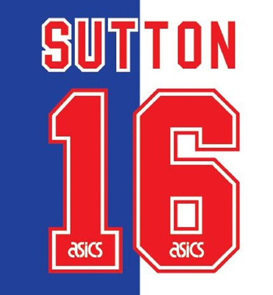 No 16 Sutton Blackburn Rovers Home 1995-1996 Football Nameset for shirt