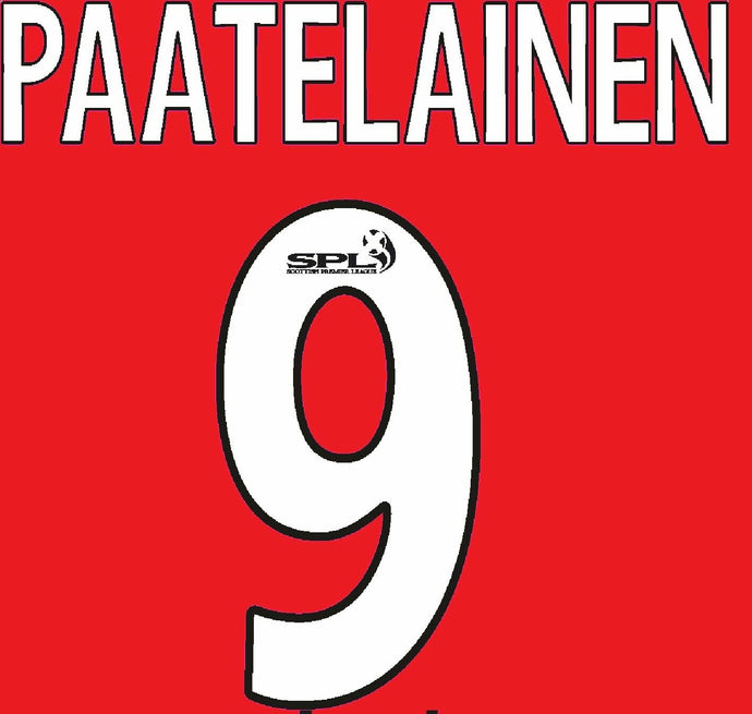 Paatelainen 9  SPL 2000-2010 Aberdeen Hibernian Home Football Nameset for Shirt