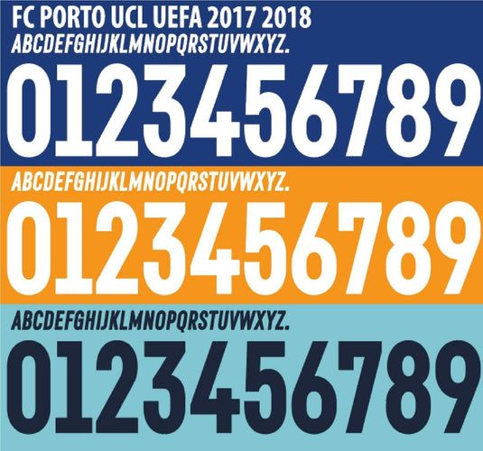 Porto 2017-2018 Home/Away Football Nameset Build Your Own Name and Numbers