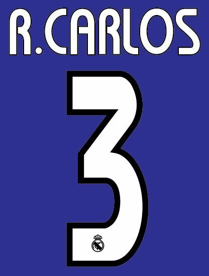 R Carlos #3 2003-2004 Real Madrid Away Football Nameset for shirt