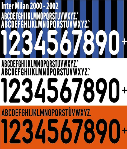 Inter Milan 2000-2002 Home/Away Football Nameset Build Your Own Name and Numbers