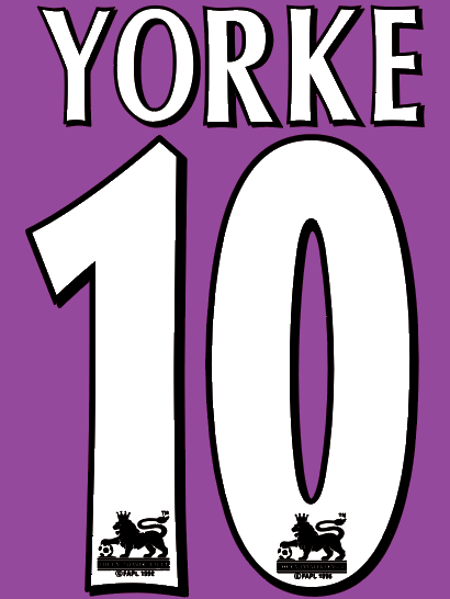 Yorke 10 Premier League nameset for football shirt Aston Villa 1997-1998