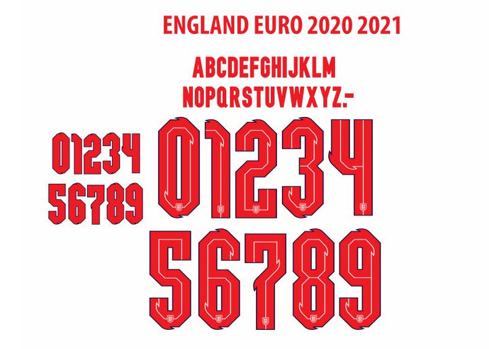 england euro 2020 2021 nameset for home football shirt