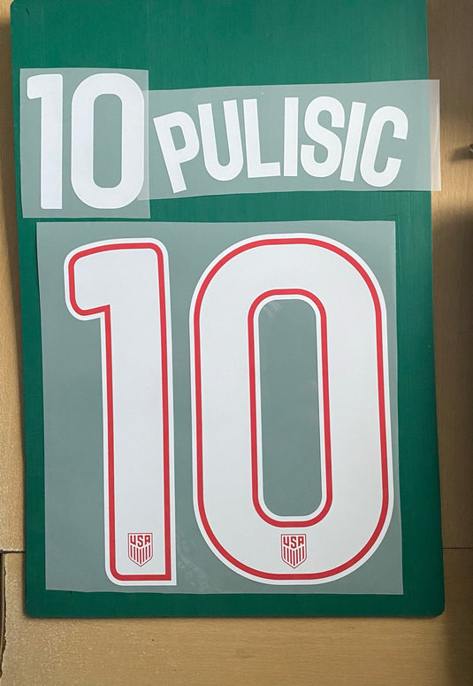 Pulisic #10 USA 2016 Away Football Nameset for shirt United States of America