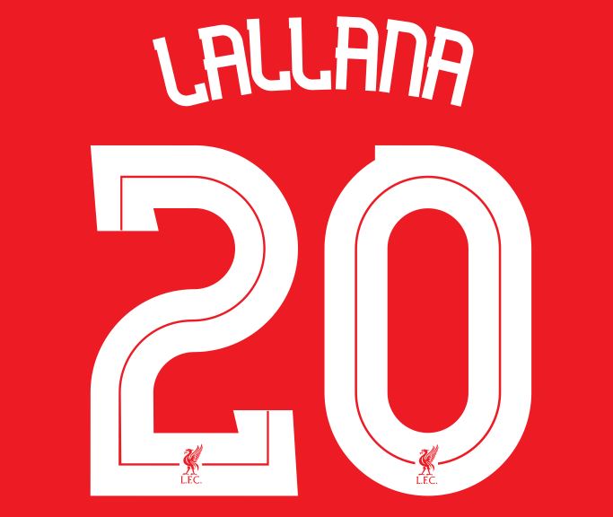Lallana #20 Liverpool 2014-2015 Cup Home Football Nameset for shirt
