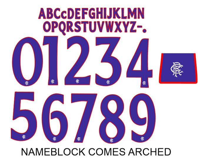 rangers 2022 2023 champions league away football shirt nameset font