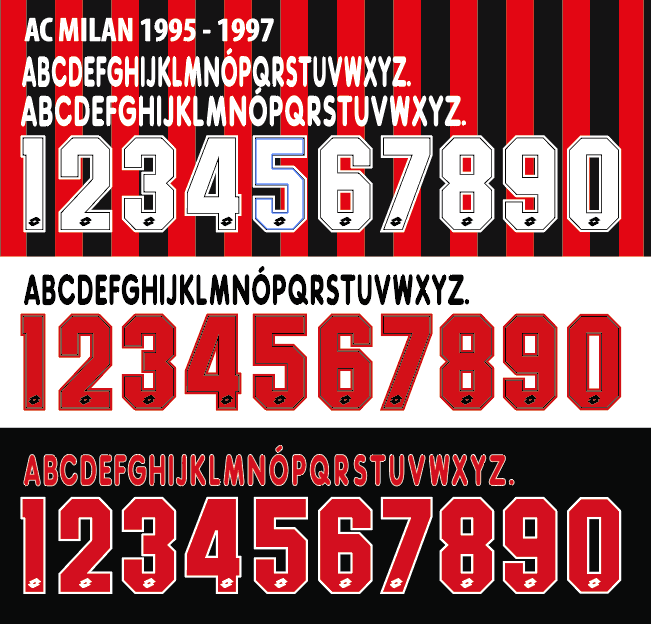 Ac Milan 1995-1997 Home Away Third Football Nameset any name and number