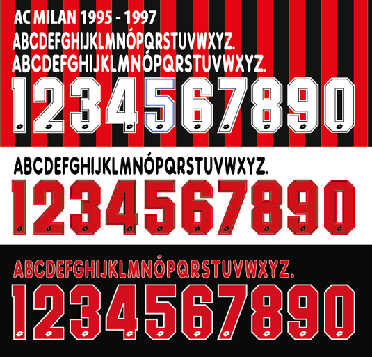 Ac Milan 1995-1997 Home Away Third Football Nameset any name and number