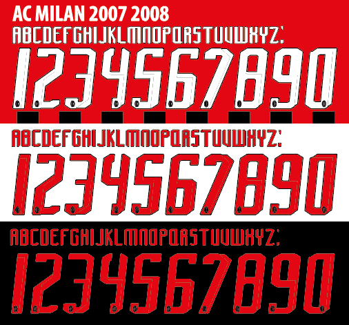 Ac Milan 2007-2008 Home Away Third Football Nameset any name and number