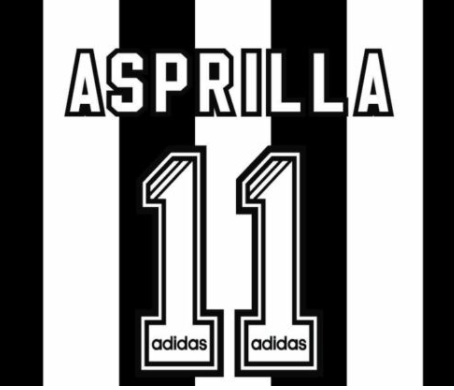 1995-1997 Asprilla Newcastle  Adidas Home Classic Football Nameset