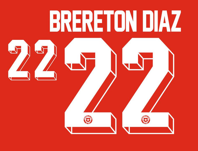 Brereton Diaz #22 Chile 2021-2022 Home Football Shirt Nameset