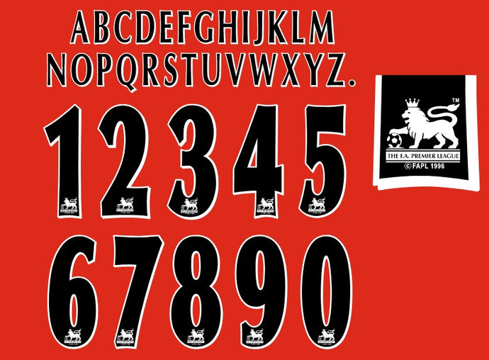 Premier League EPL 1997-2007 Black flex (vinyl) Nameset for Football Shirt Choose Name & Number