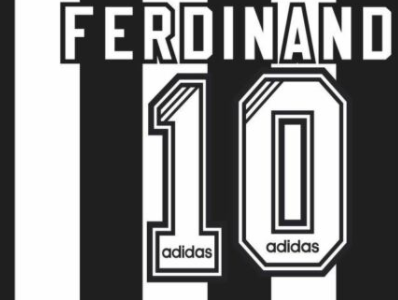 1995-1997 No 9 or 10 Ferdinand Newcastle Adidas Home Classic Football Nameset