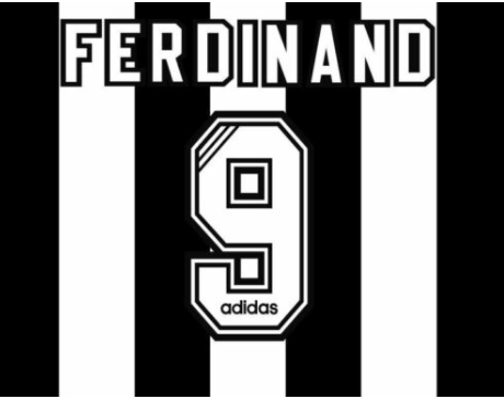 1995-1997 No 9 or 10 Ferdinand Newcastle Adidas Home Classic Football Nameset