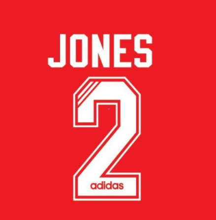 No 2 Jones 1995-1996 Liverpool Adidas Home Classic Football Nameset