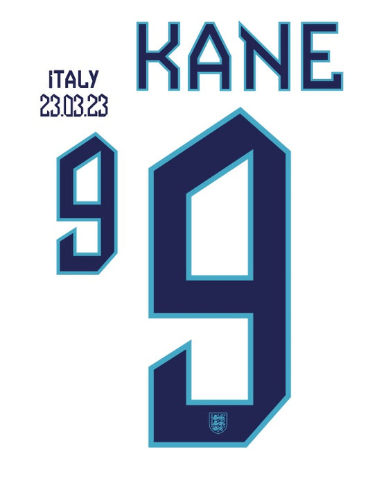 Kane #9 England Euro 2024 Qualifier Nameset and Match Details v Italy 23.3.23 for Football Shirt