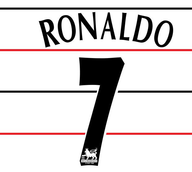 Ronaldo #7 Manchester United 2003-2007 Away Premier League Football Nameset for shirt