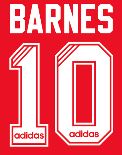 No 10 Barnes 1995-1996 Liverpool Adidas Home Classic Football Nameset