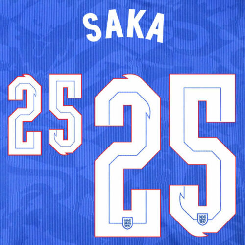 Saka England Euro 2020 2021 nameset for away football shirt
