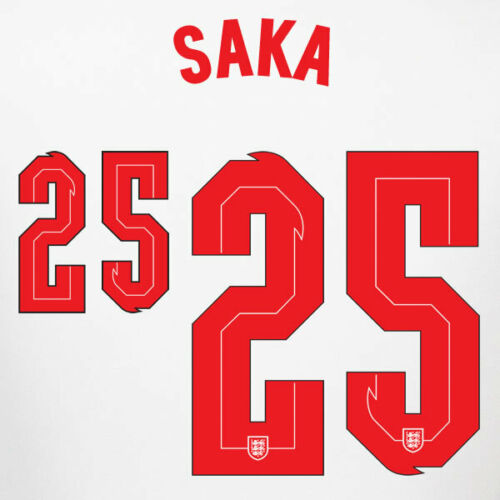 Saka #25 England Euro 2020 2021 Home Football Nameset shirt