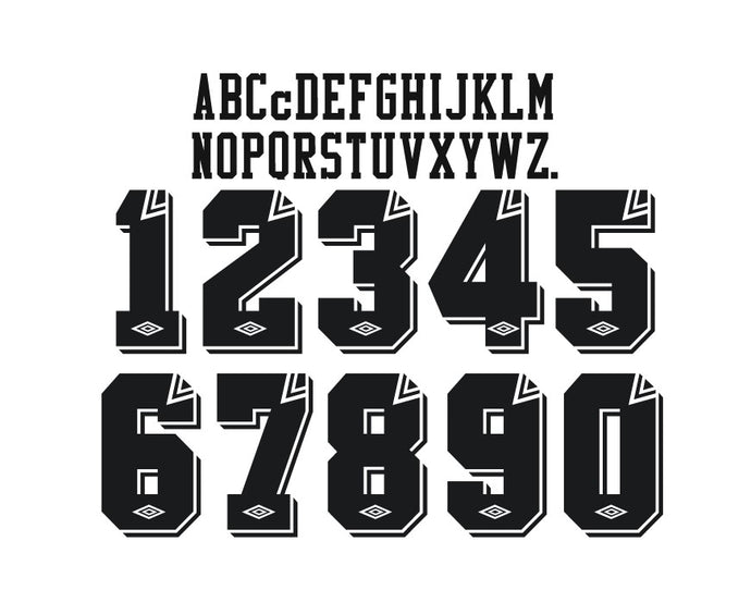 1990-1992 Umbro Black Flock Football Nameset 4 shirt Choose Your Name & Number